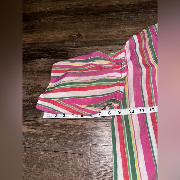 Notations Colorful Button Down Tie Blouse - Picture 6 of 8